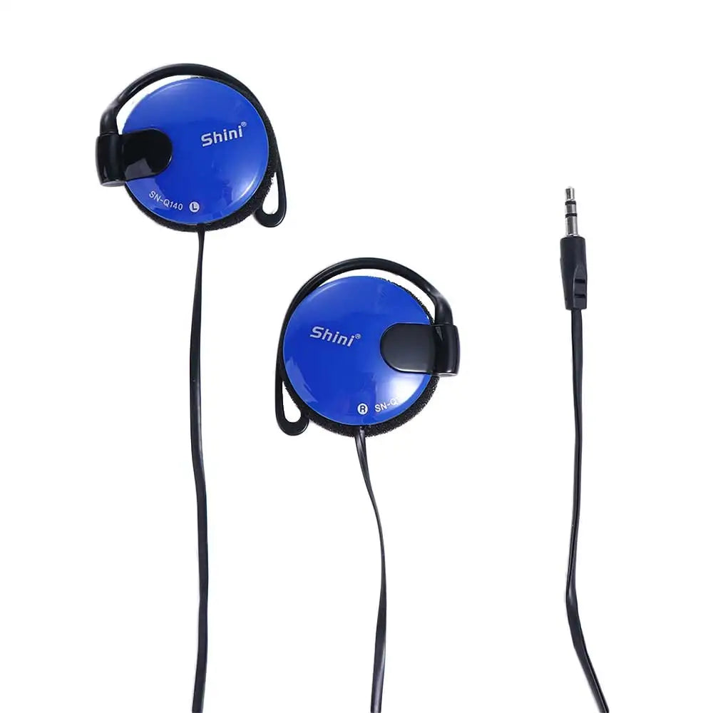 3.5mm Bass Headphones Ear Hook Headset Sports Earphone Wired Earpiece For Mp3 Computer Mobile Telephone Oasis Select blue