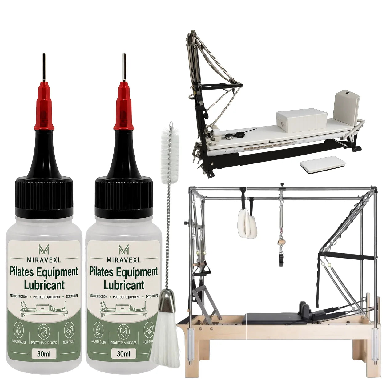 Pilates Equipment Lubricant with Precision Brush, 30 ml Non-Toxic Reformer Rail Oil for SmoothGlide and Friction Reduction Care Oasis Select