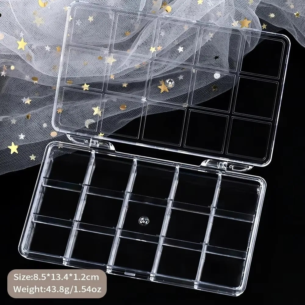 Transparent Nail Art Storage Box – 12, 15 & 24 Grid Organizer