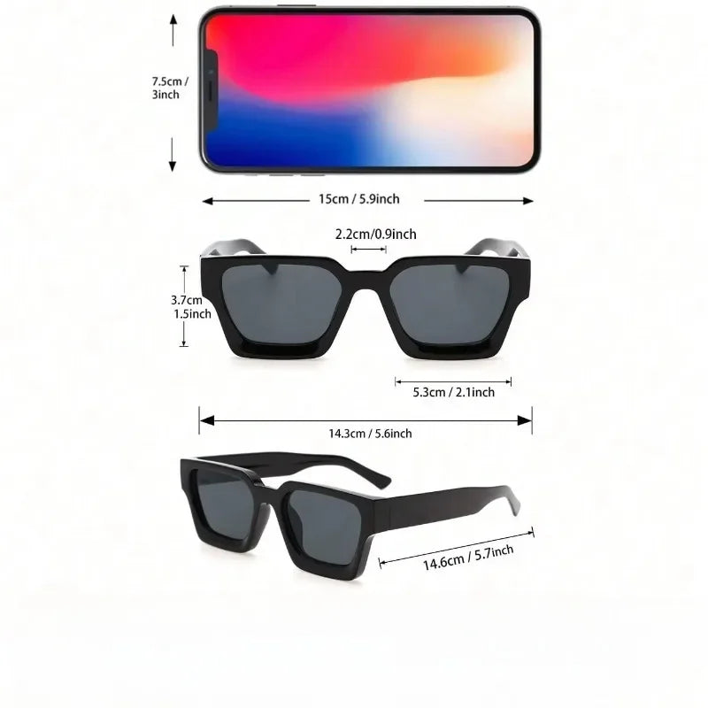 1PC Unisex Plastic Fashion Square Frame Sunglasses For Street Photography And Beach Trips Driving Accessories Oasis Select