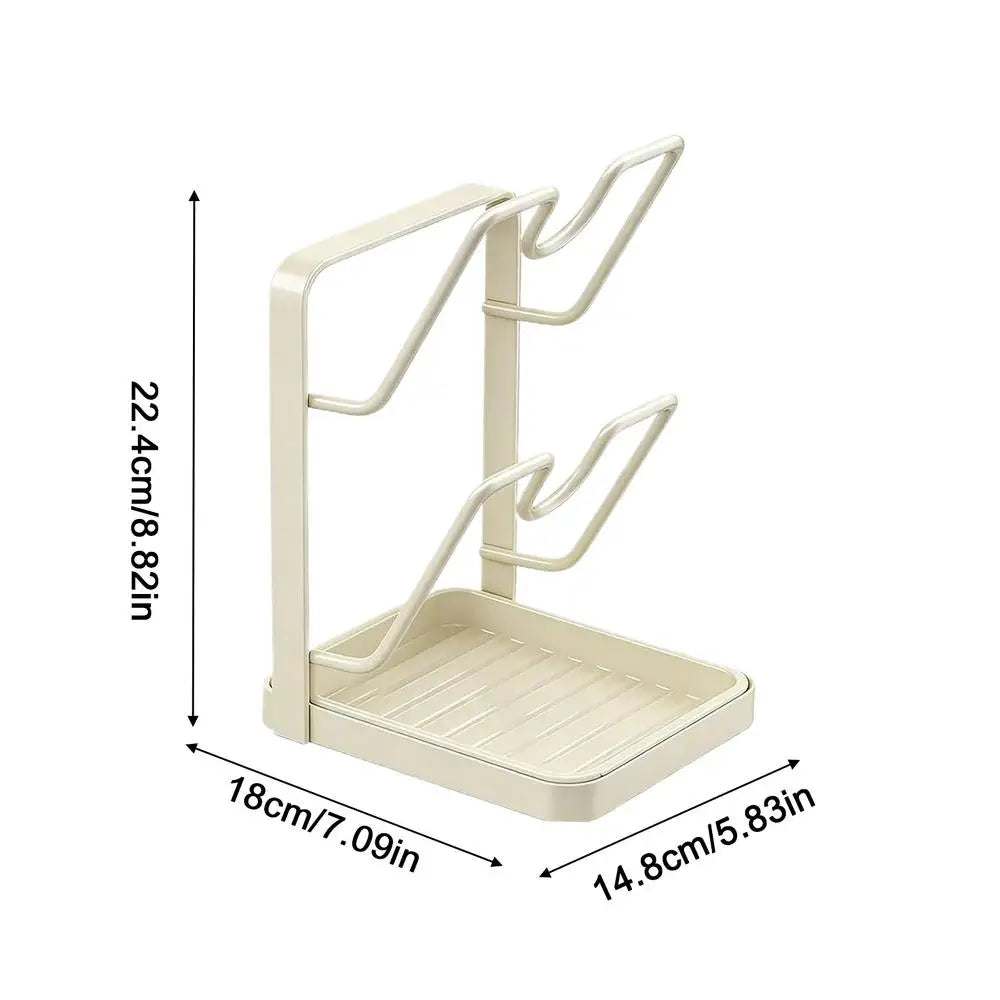 Pot Lid Rack Space Saving Anti-Slip Kitchen Stand Pot Lid Storage Organizer Drying Holder for Ladle Spatula Spoon Plate Dish Oasis Select Double layer 1