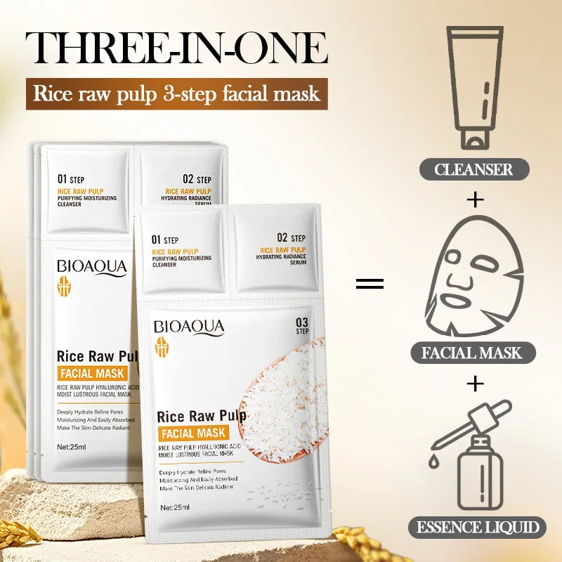 BIOAQUA White Rice Face Mask Kit – Moisturizing & Anti-Wrinkle Face Mask Kit Oasis Select