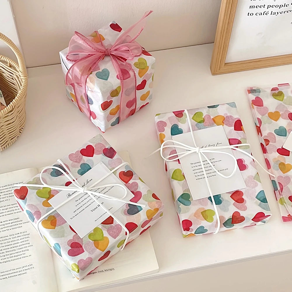 20pcs Colorful love tissue paper Gift wrapping paper 50x70cm Birthday party decorations DIY Baking lining wrappers Oasis Select