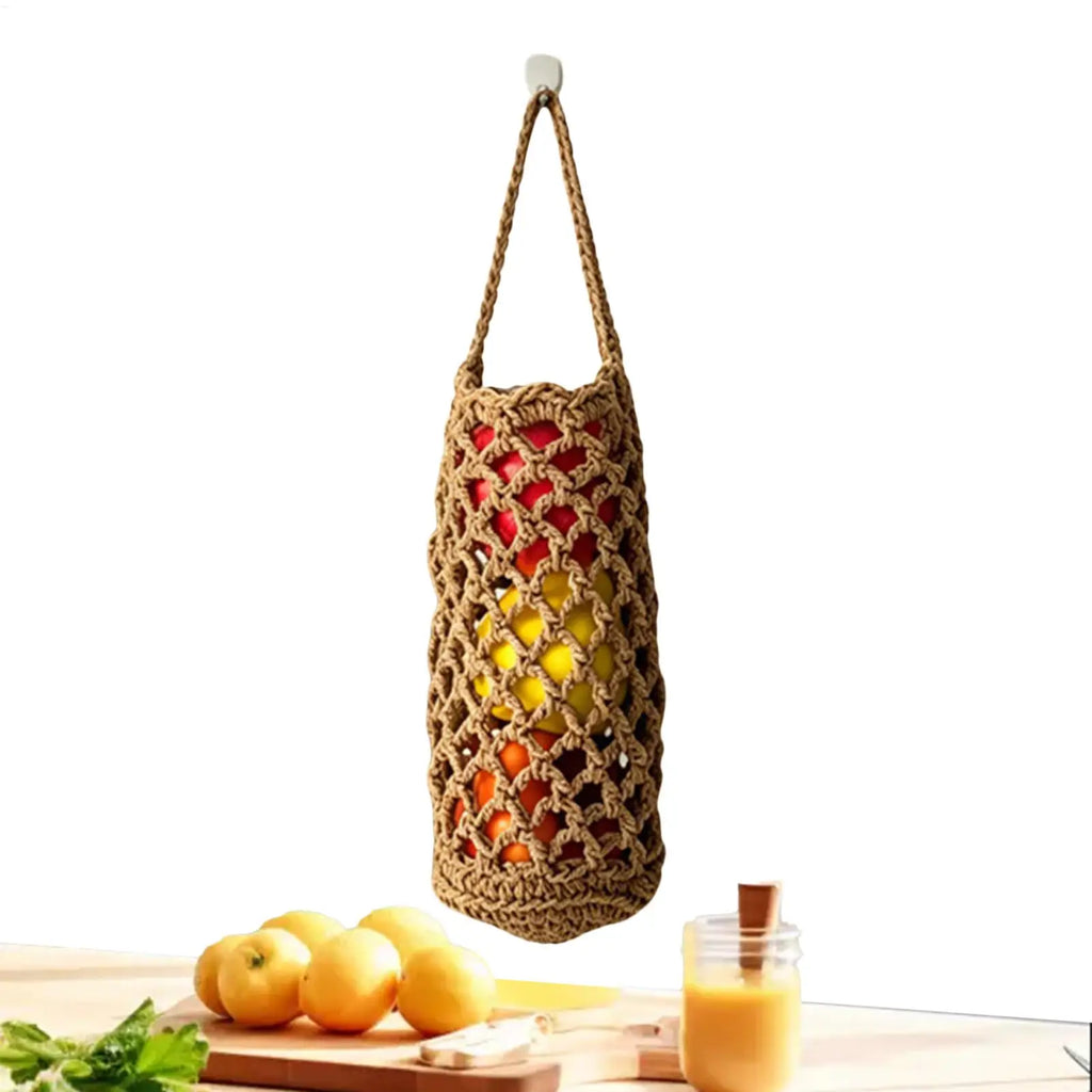 Wicker Weave Storage Basket Wall-mounted Vegetable Basket Fruit Sundry Basket Kitchen Storage Home Decoration Organizer