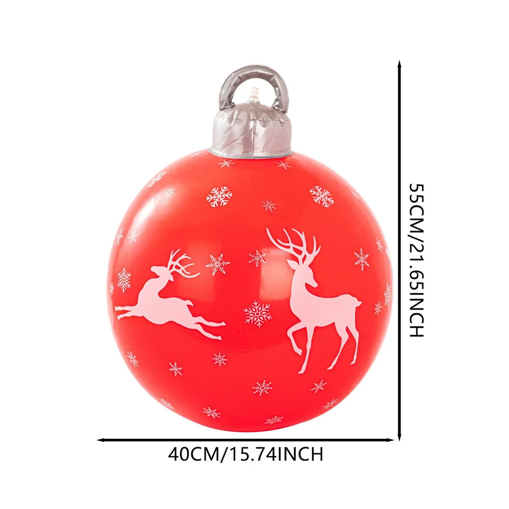 55CM Christmas Inflatable Ball PVC Giant Xmas Ball Christmas Tree Decorations Large Balls Toy New Year Party Courtyard Ornaments Oasis Select Red deer