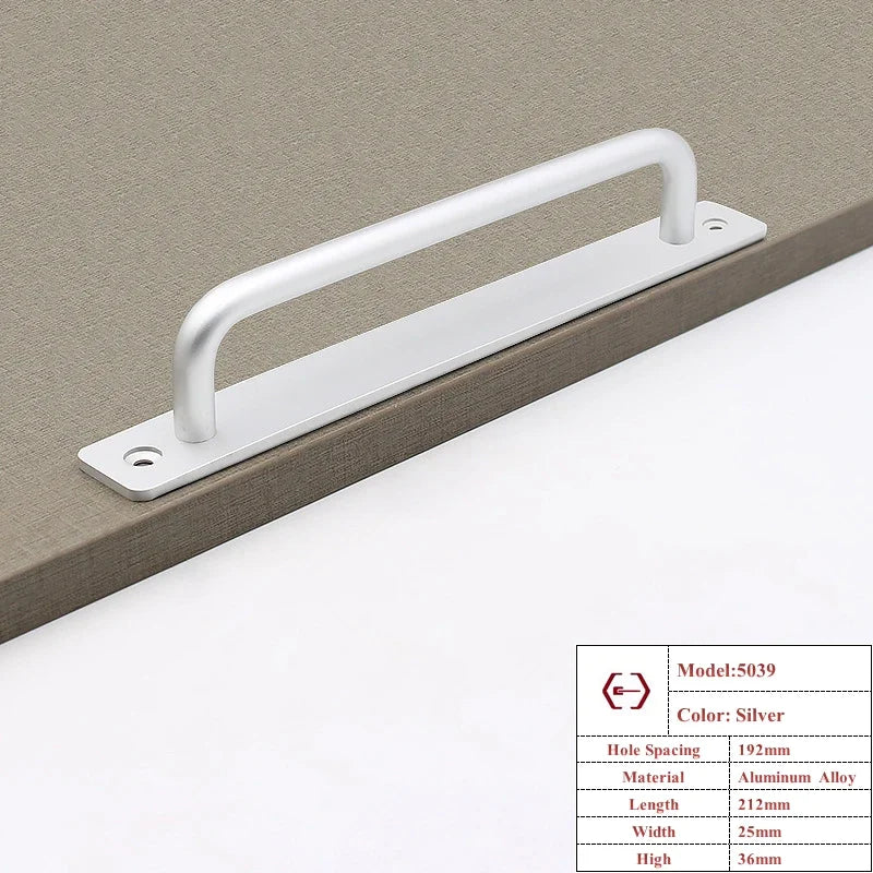 Aluminium Alloy Punch-free Furniture Cabinet Handle Sliding Barn Door Handle Pull And Flush Hardware Set Wood Door Drawer Handle Oasis Select Silver 192mm