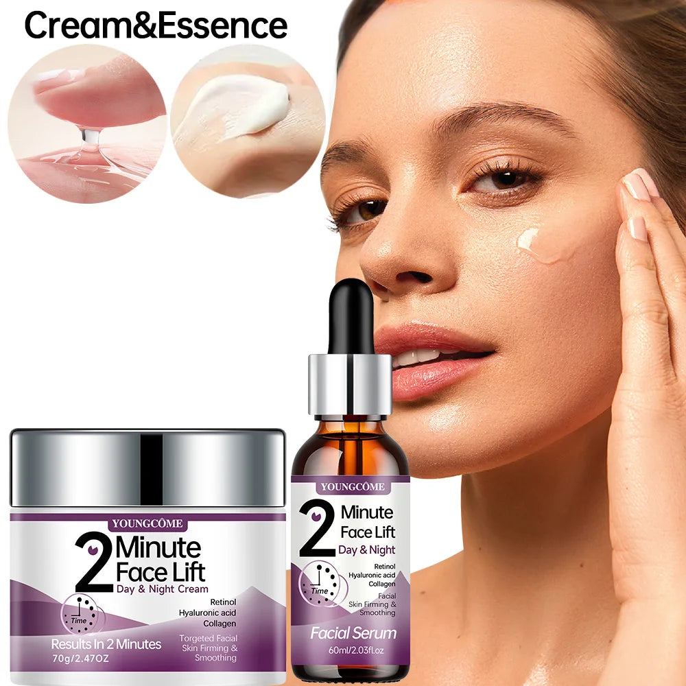 YOUNGCOME 2 Minute Face Lift Day&Night Cream with Retinol and Serum, Hyaluronic Acid, Collagen, Anti-Aging Firming Moisturizer Oasis Select