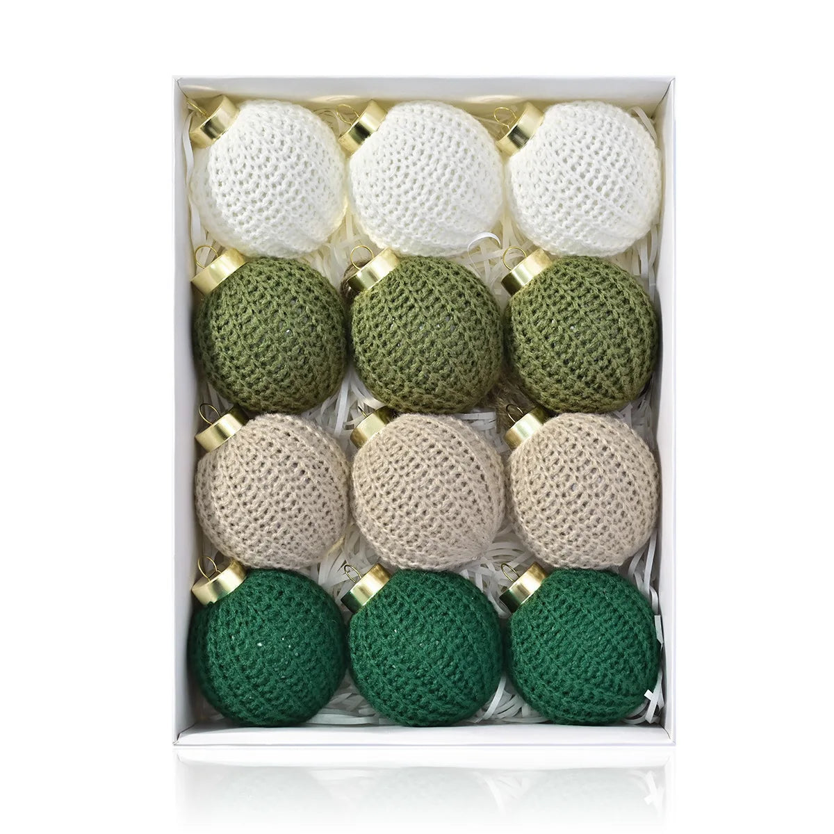 Boho Crochet Christmas Ball Ornaments – 12-Piece Yarn Set
