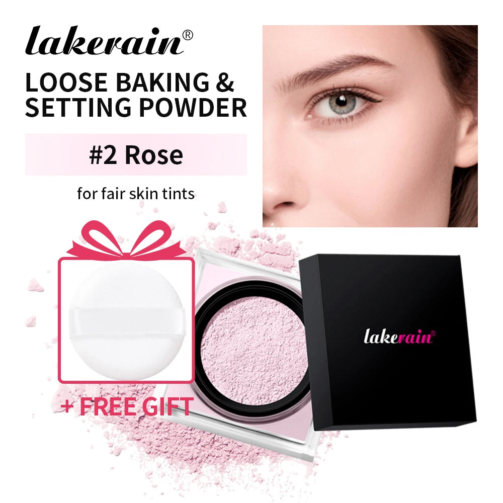Loose powder makeup Loose Baking&Setting Powder Matte Waterproof Long Lasting Oil Control 4 Colors Loose Powder Makeup Cosmetics Oasis Select Color2with free puff