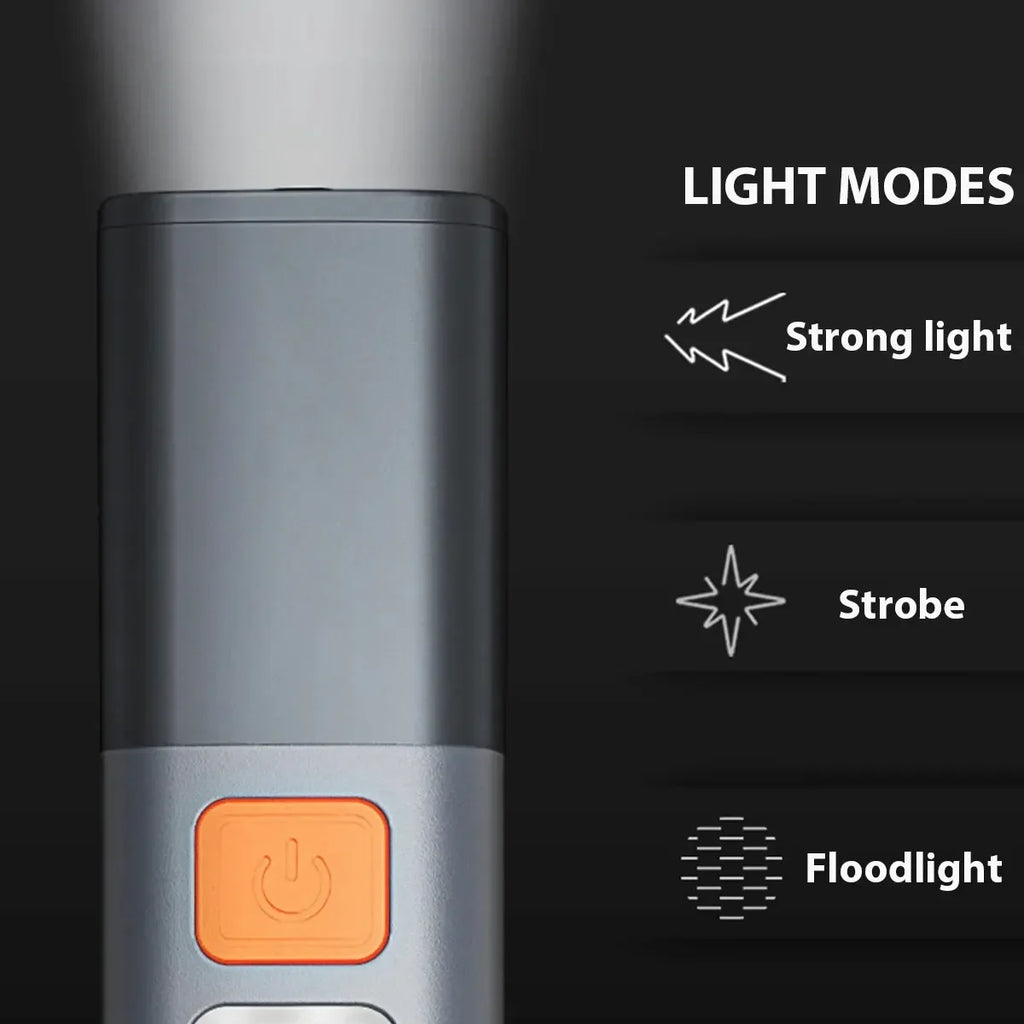 Portable Strong Lighting ABS Flashlamp with Telescopic Focus USB Charging EDC Camping Torch Outdoor Hanging COB Side Lamp Oasis Select