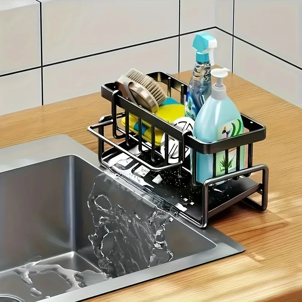 Sponge Holder for Kitchen Sink, Plastic Auto Draining Kitchen Sink Organizer, Sink Caddy with Removable Brush Holder Oasis Select