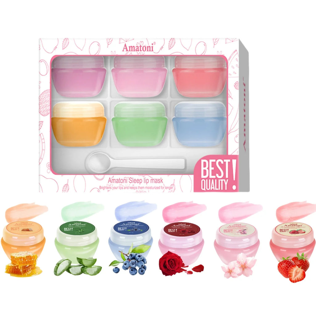 Sleeping lip mask gift box 10g×6PCS lip balm set moisturizes lips, smoothes, and is a universal in the morning and evening Oasis Select