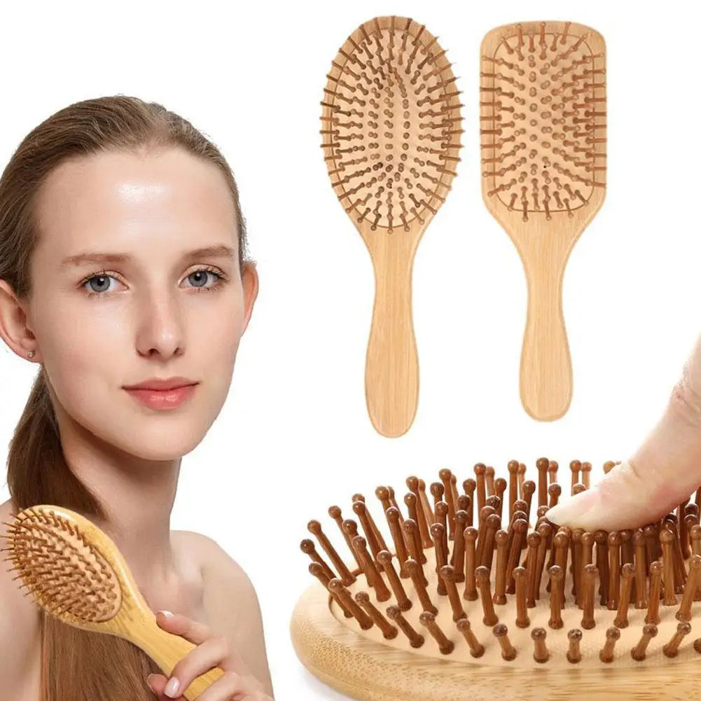 Bamboo Hair Brush,Natural Wooden Bamboo Comb Paddle Detangling Hair Brush Wide-tooth And Tail Comb For Thick/Thin/Curly/Dry Hair Oasis Select