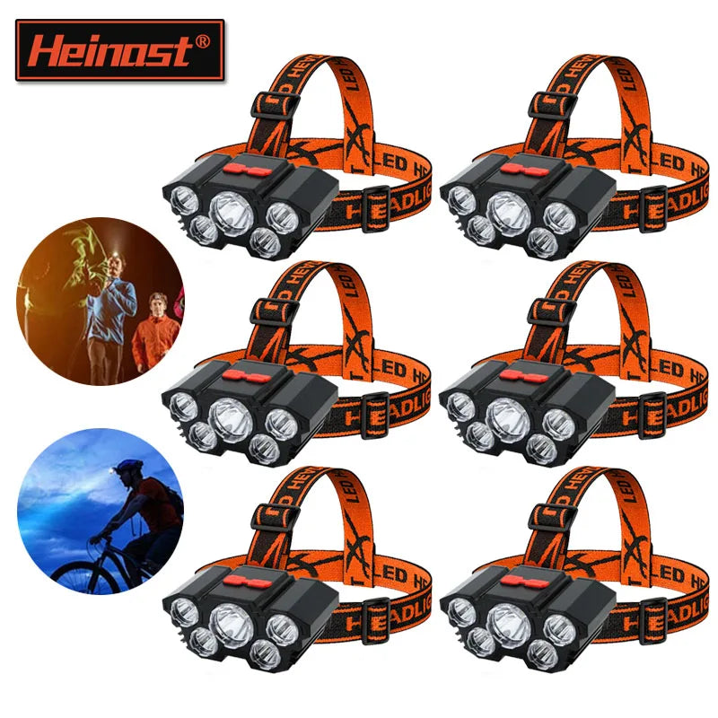 5 LED USB Rechargeable Headlamp – 4 Modes, Waterproof, 10W