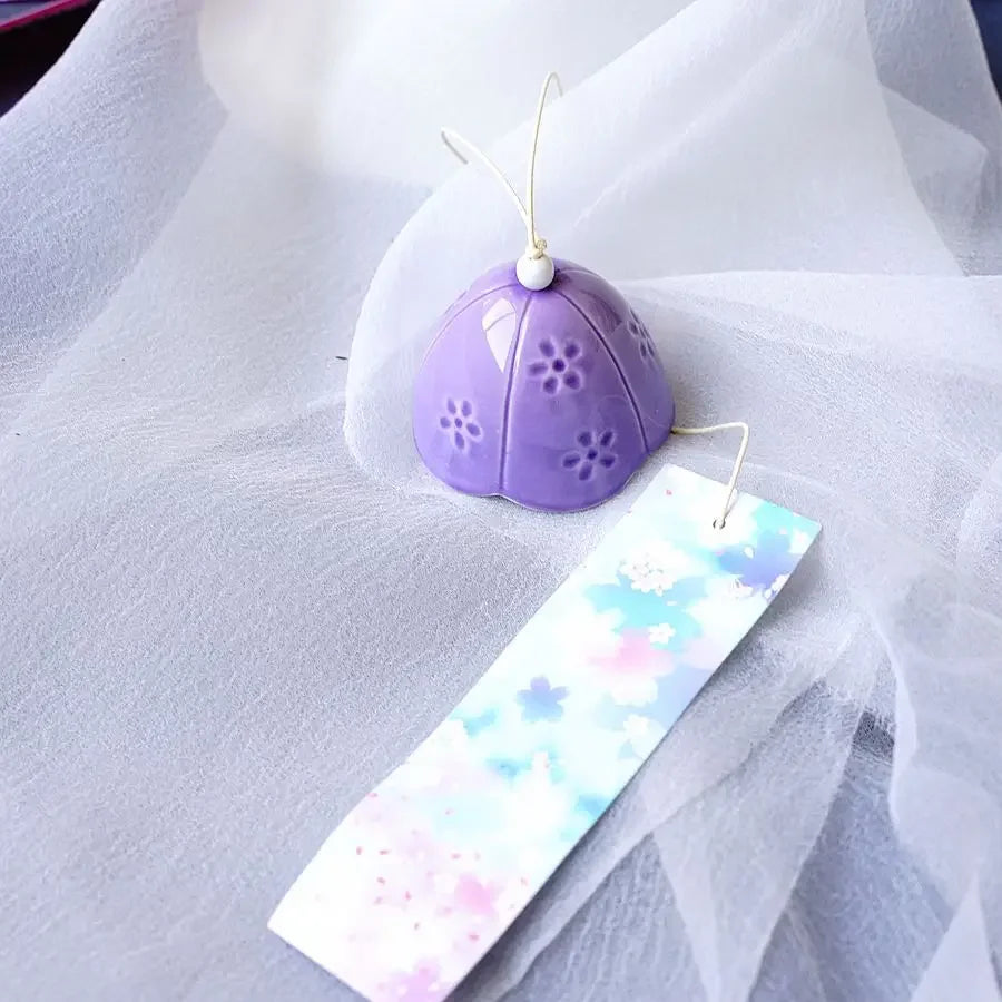 Japanese Home and Wind Chime Orchid Ceramic Wind Chime Hanging Garden Ornament Oasis Select Purple 1 7x8.5 or 6x6cm