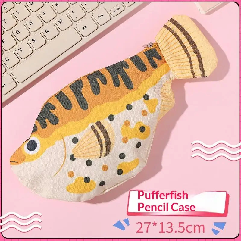 Creative Quirky Sea Fish Pencil Case Large-Capacity Fun Cartoon Organizer Bag Multi-Functional Storage Bag Stationery Case Gift Oasis Select A1