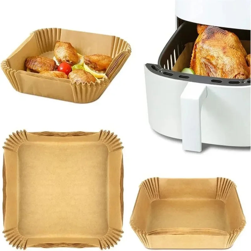 50/100/200pcs Disposable Air Fryer Paper Round/Square Special Paper Food Silicon Oil Paper Air Fryer Liners Baking Paper Oasis Select