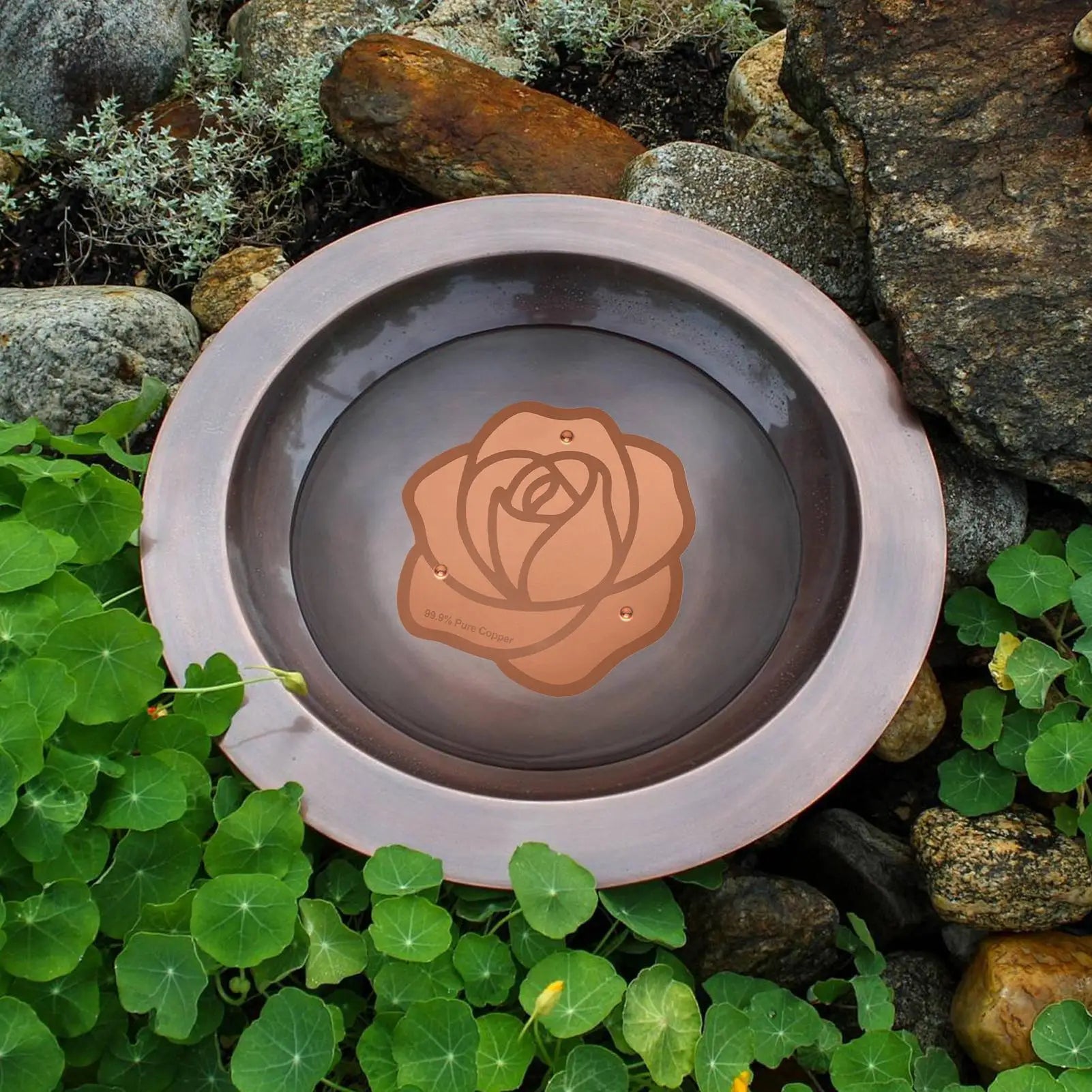 Copper Bird Bath Plate Birdbath Purification Disc with Triple-Point Support Birdbath Bowl Purifier Plate for Backyard Bird Bath Oasis Select