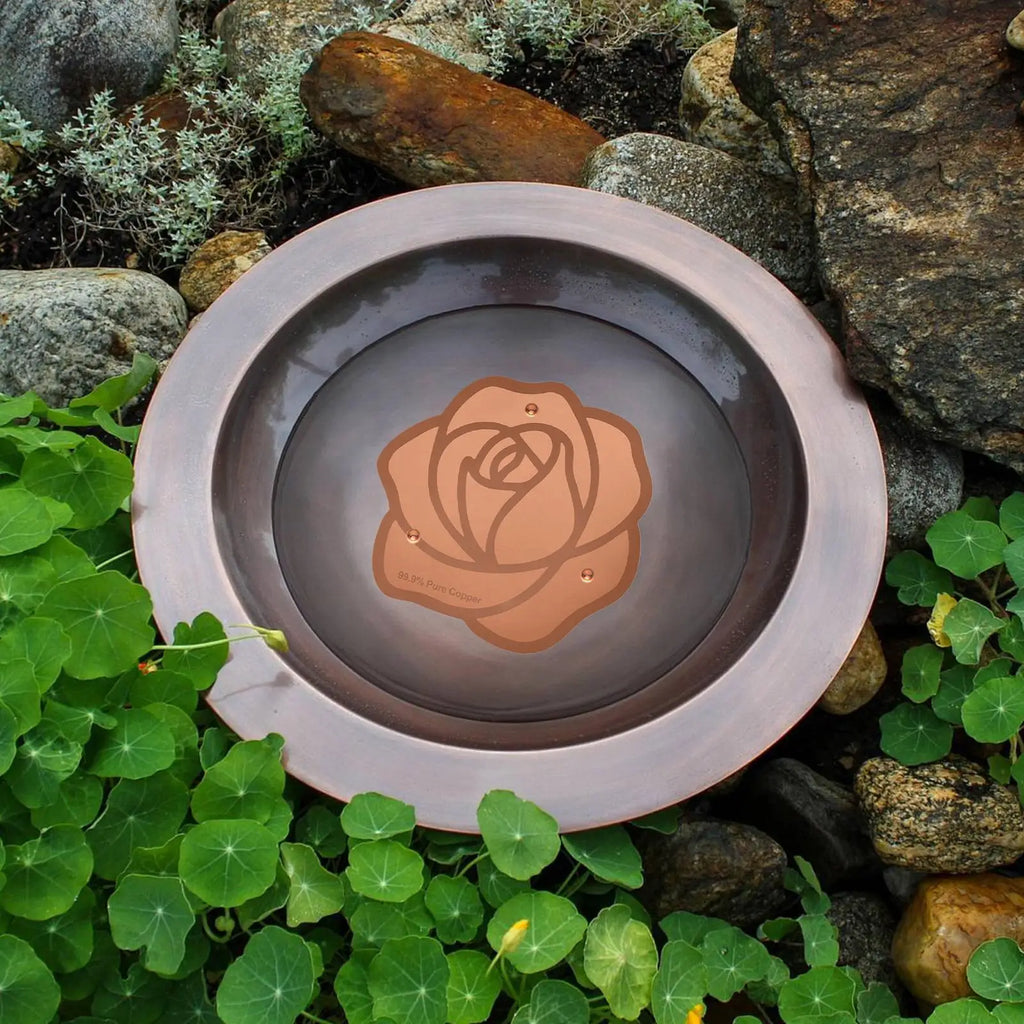 Copper Bird Bath Plate Birdbath Purification Disc with Triple-Point Support Birdbath Bowl Purifier Plate for Backyard Bird Bath Oasis Select