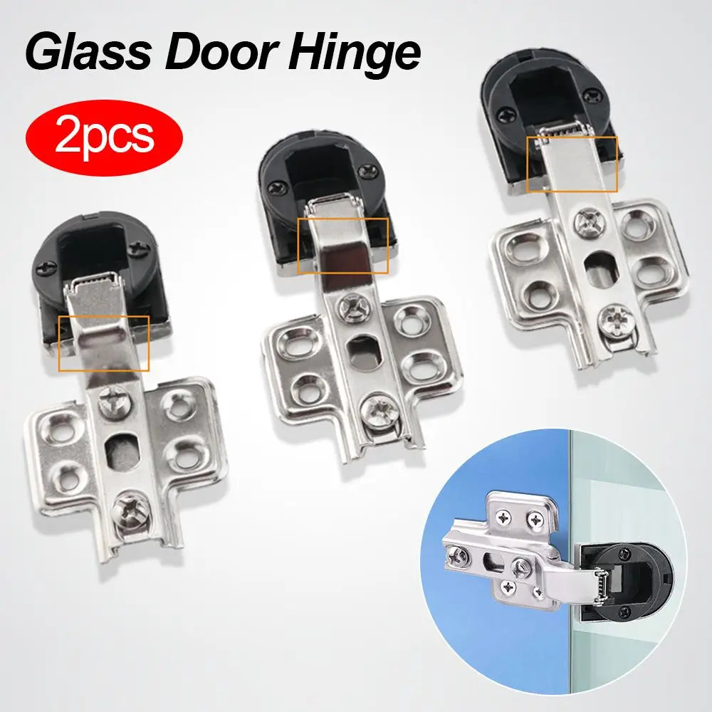 2PCS Useful No Hole Connector Window Accessories Cabinet Hinge Clip Furniture Supplies Glass Door Hinge Oasis Select