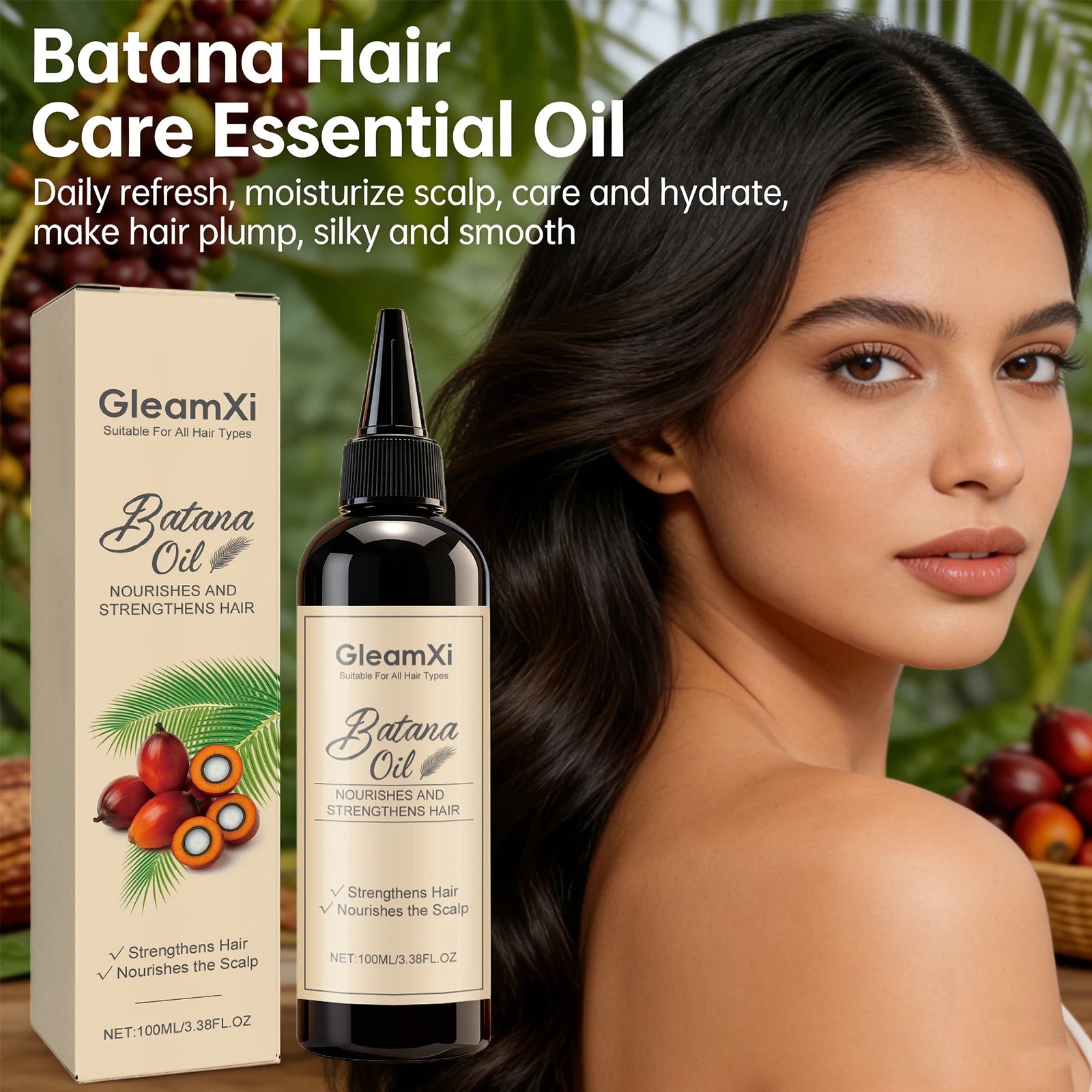 Batana Hair Care Essential Oil Reduce Hair Loss Strengthen Hair Nourish Scalp Anti Hair Frizz Increase Hair Elasticity Hair Care Oasis Select