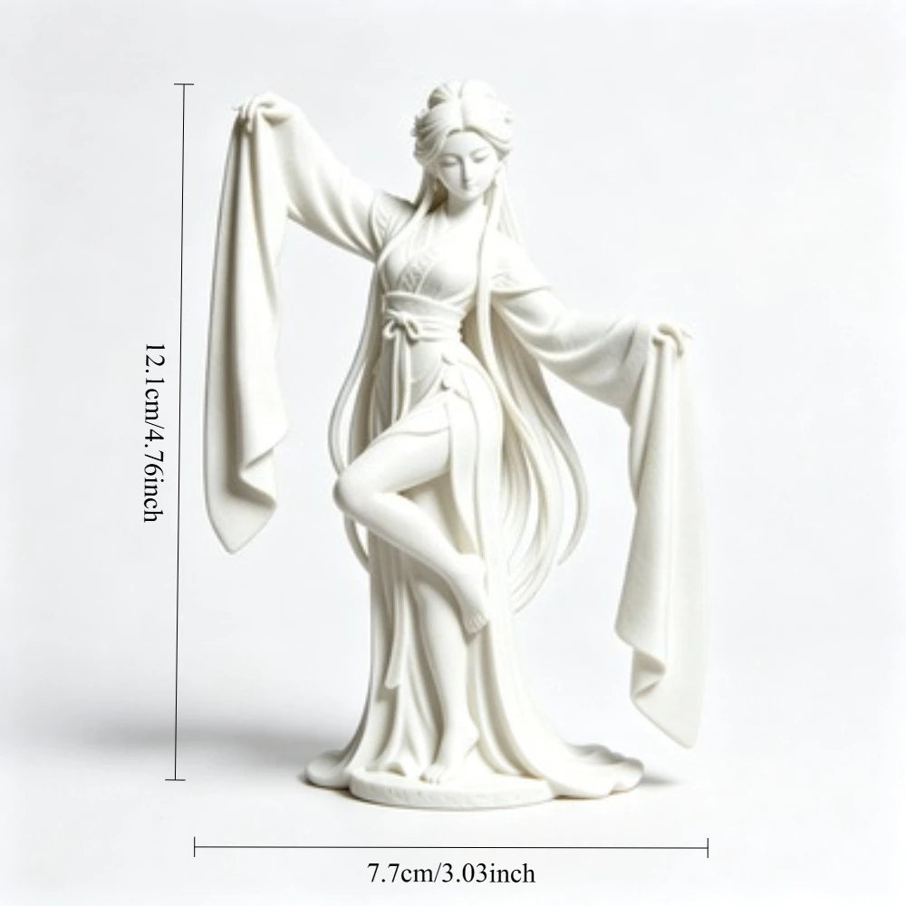 3D Printed Chinese Water Sleeve Dance Sculpture Elegant Classical Dancer Figurine Oriental Art Desktop Decor Art Collector Gifts Oasis Select WHITE