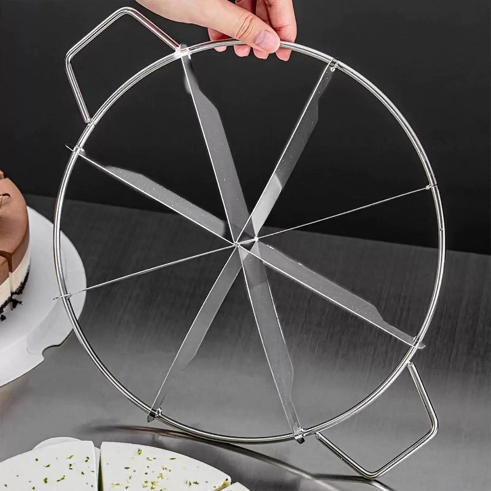 Cake Cutter Slicer Stainless Steel Pastry Portion Marker Pizza Pie Divider Even 6-8 Slices Cake Portioner Baking Tools Kitchen Oasis Select