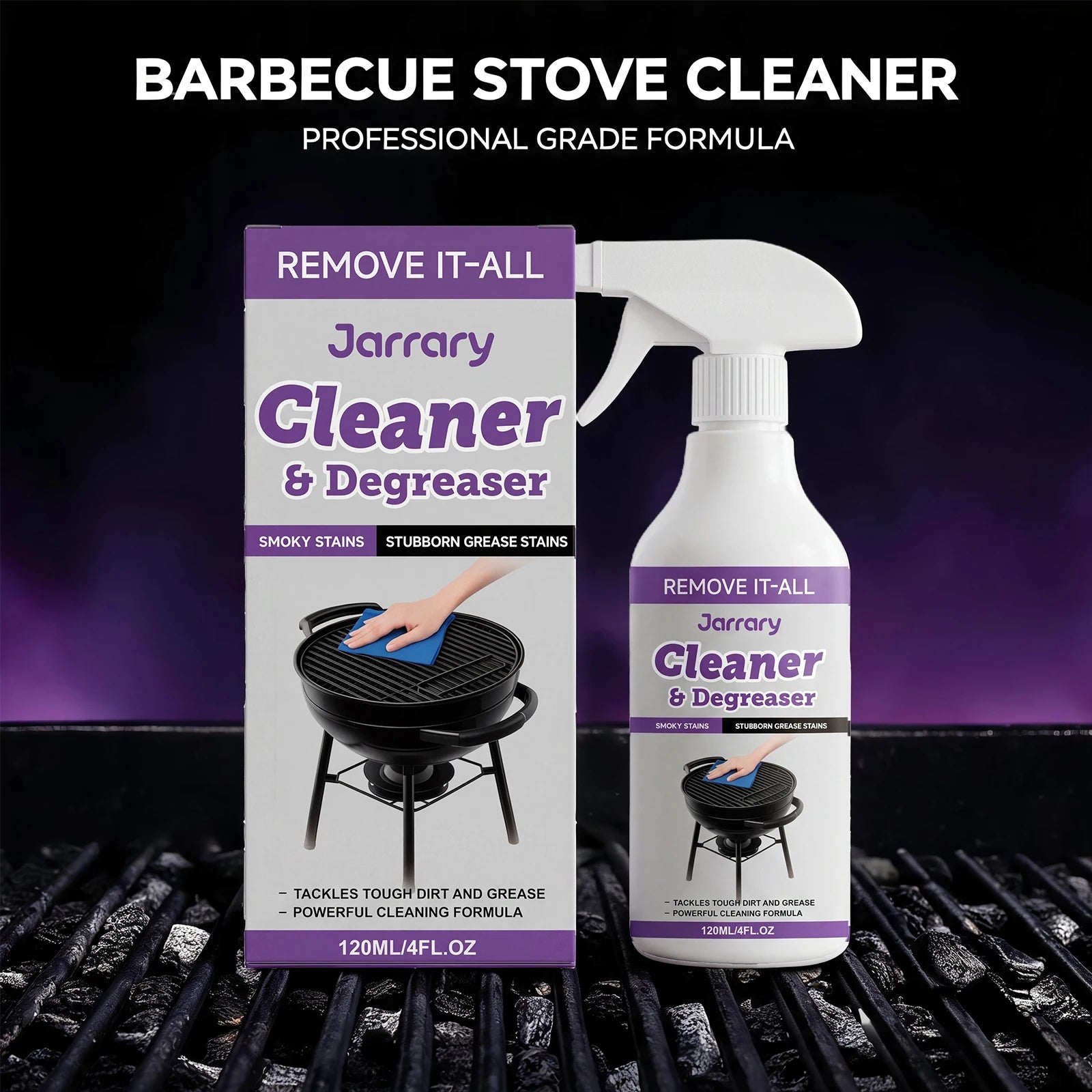 BBQ Grill Cleaner for Stubborn Grease & Smoky Stains Removal Restores Shine Multi-purpose BBQ Grill & Kitchen Cleaner Spray Oasis Select