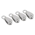 LIKE WISH 4PCS Single Pulley Block M15 Stainless Steel Small Pulley Roller For Rope Cord In Outdoor 360°Swivel Silver Pulley Oasis Select Default Title