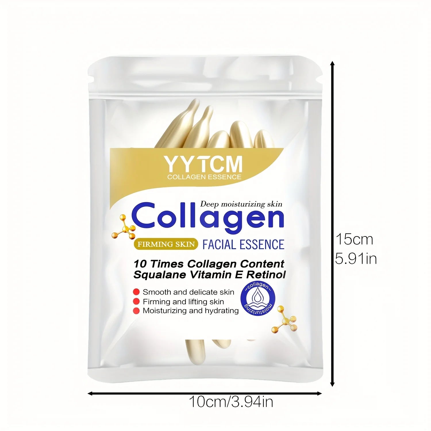 Collagen Firming Capsule Essence, Moisturizing and Smoothing the Skin, Contains Plant-Based Squalane, Retinol, and Vitamin E Deep Hydration Essence (0.4Gx30 Capsules)/Bag-1 Bag Oasis Select