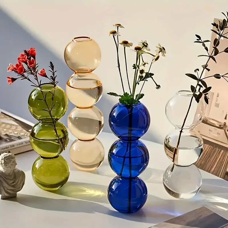 Nordic Glass Bubble Vase - Clear Hydroponic Planter for Home Desk Decor, Cute Simple Gift Idea & Flower Arrangement Decoration Oasis Select