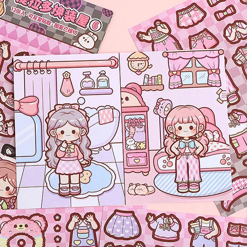 Dress Up Girls Stickers DIY Cartoon Princess Change Clothes Kawaii Toys Children Birthday Party Decor Gifts Stationery Sticker Oasis Select