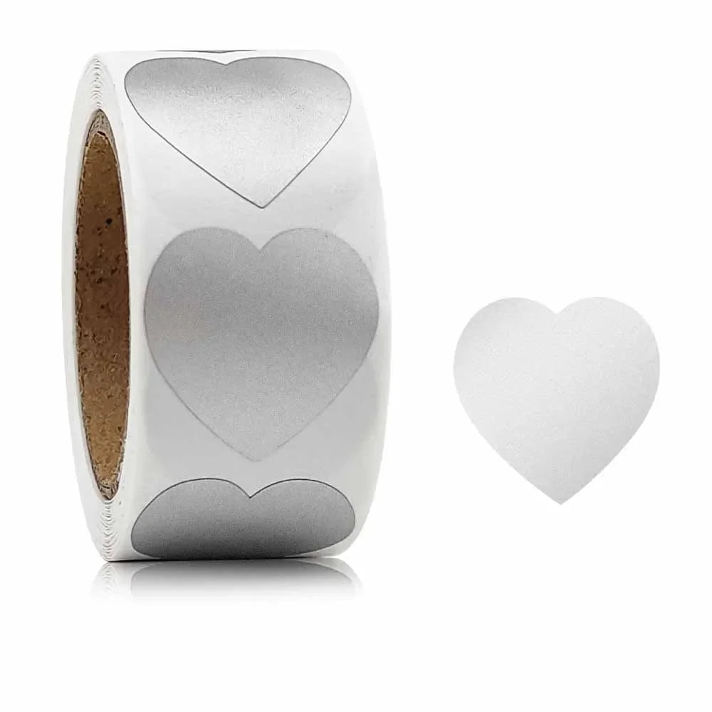 300pcs 3 colors Scratch Off Stickers Heart Shape Labels sticker DIY handmade for game Scratch Sticker Labels stationer Oasis Select Heart-Silver