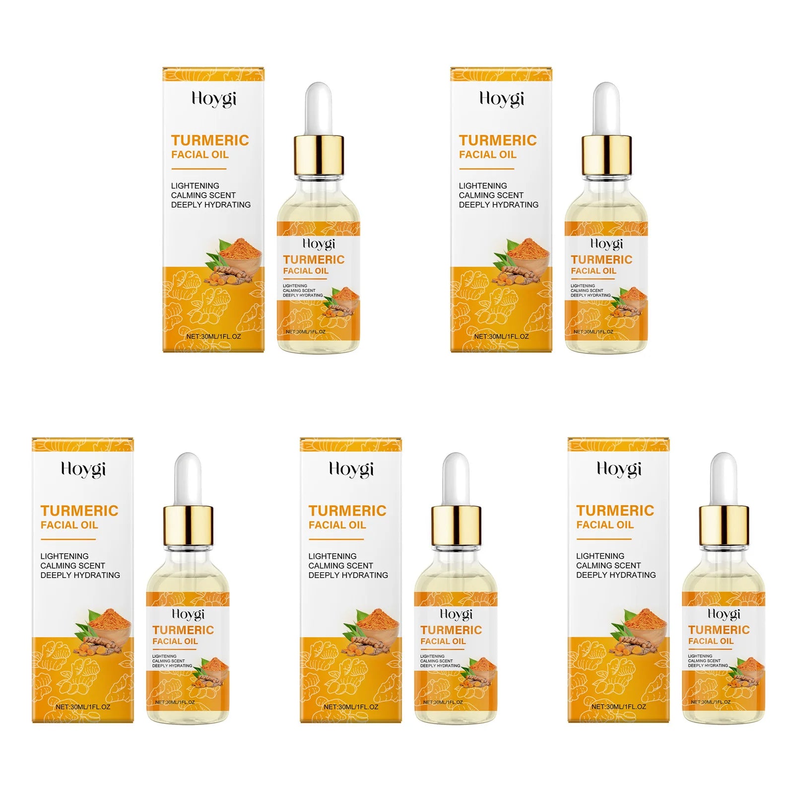 Hoygi Turmeric Facial Essence Oil – Brighten & Fade Dark Spots Facial Essence Oil Oasis Select 5 x 30ml Boxed