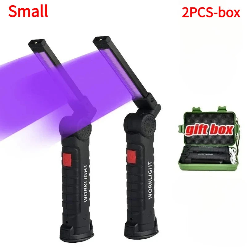 395NM Mini UV Led Blacklight Flashlight Ultraviolet Rechargeable Lamp Pet Stain Leakage Marker Money Scorpion Detection Lights Oasis Select small-2PCS-box