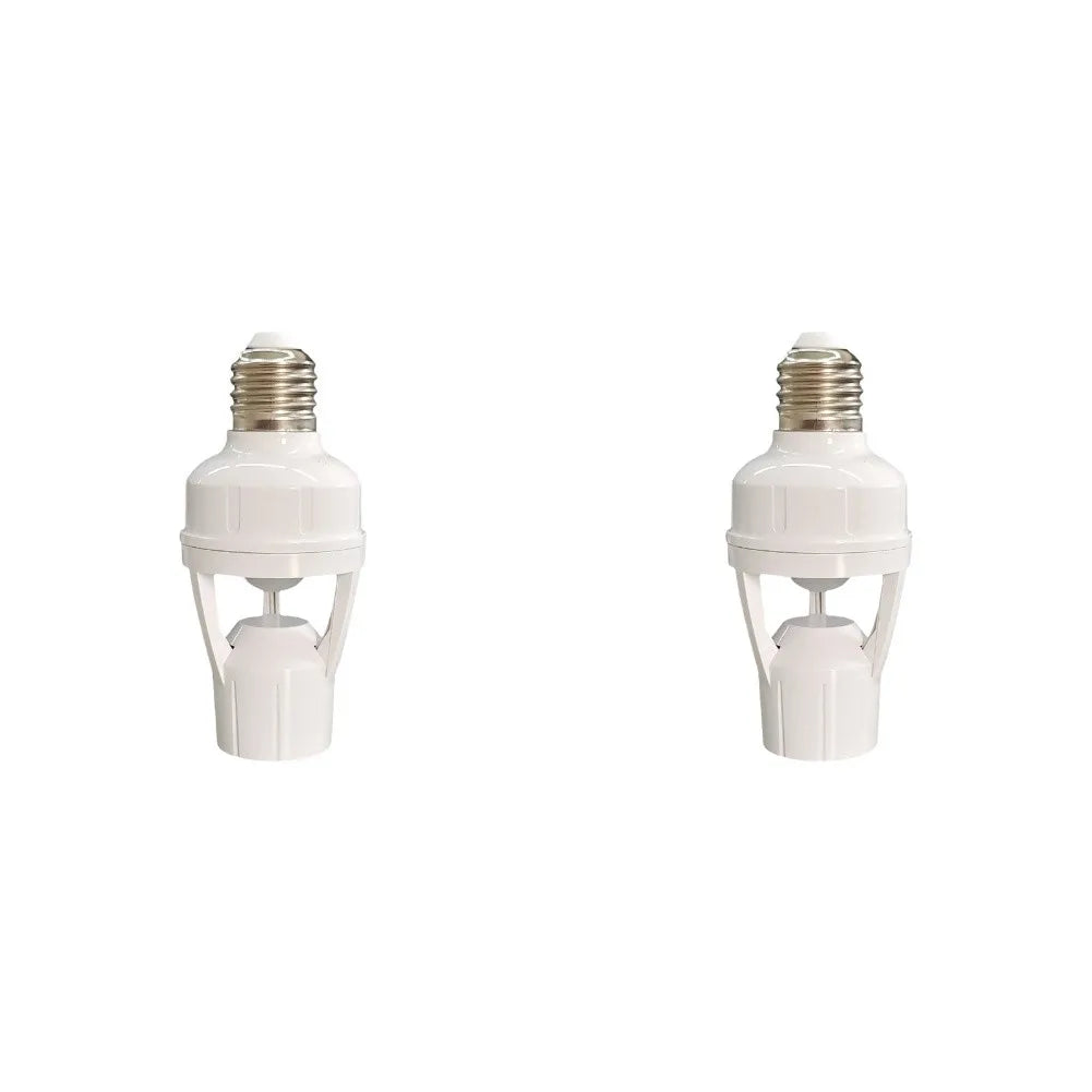 E27 Infrared Motion Sensor Lamp Holder Adjustable Delay Time 16-300s For LED Bulb Socket No Wiring Needed White ABS Oasis Select 2pcs
