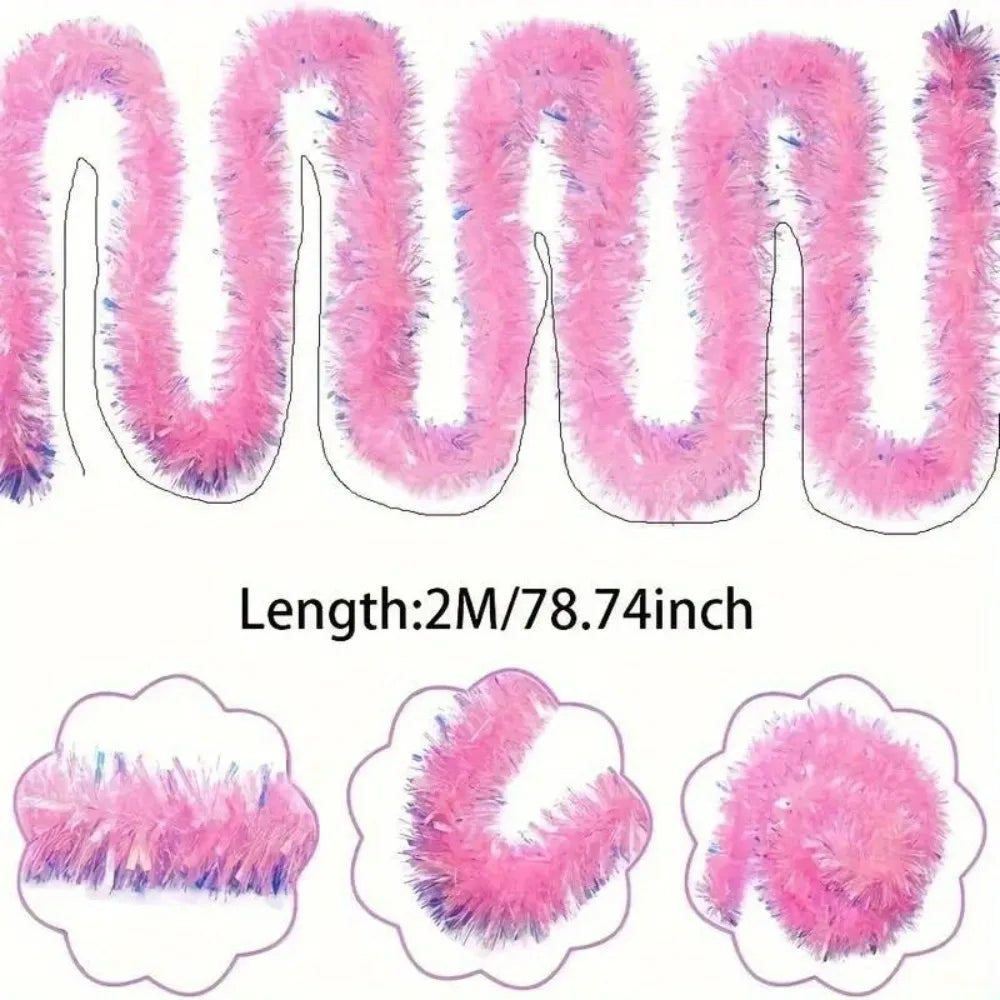 2pcs Christmas Tinsel Garland, Pink Glittering Decoration for Tree Party Wedding Supplies, Party Decor, Holiday Decor Oasis Select