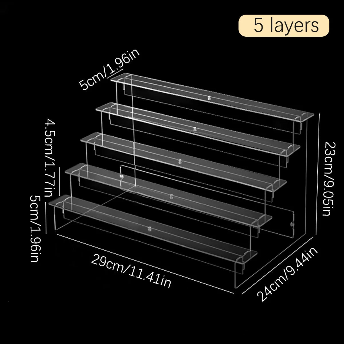 1pc,Transparent acrylic display rack, perfume, doll statue, cosmetics storage rack, ladder display rack Oasis Select Transparent-5 layers
