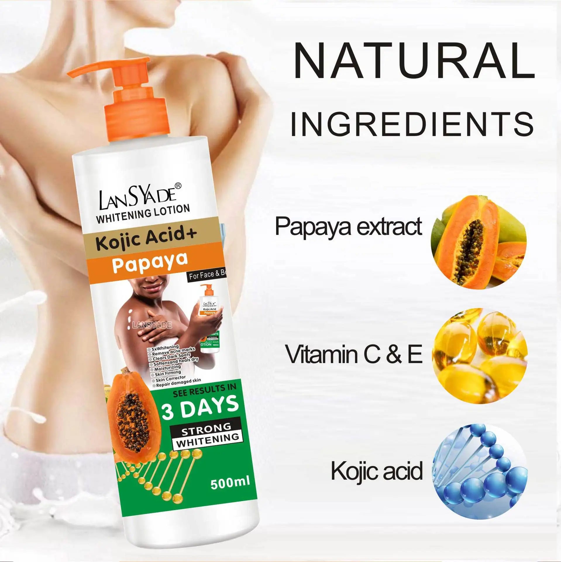 500ml Papaya Body Lotion – Moisturizing & Smoothing Skin Cream Body Lotion Cream Oasis Select