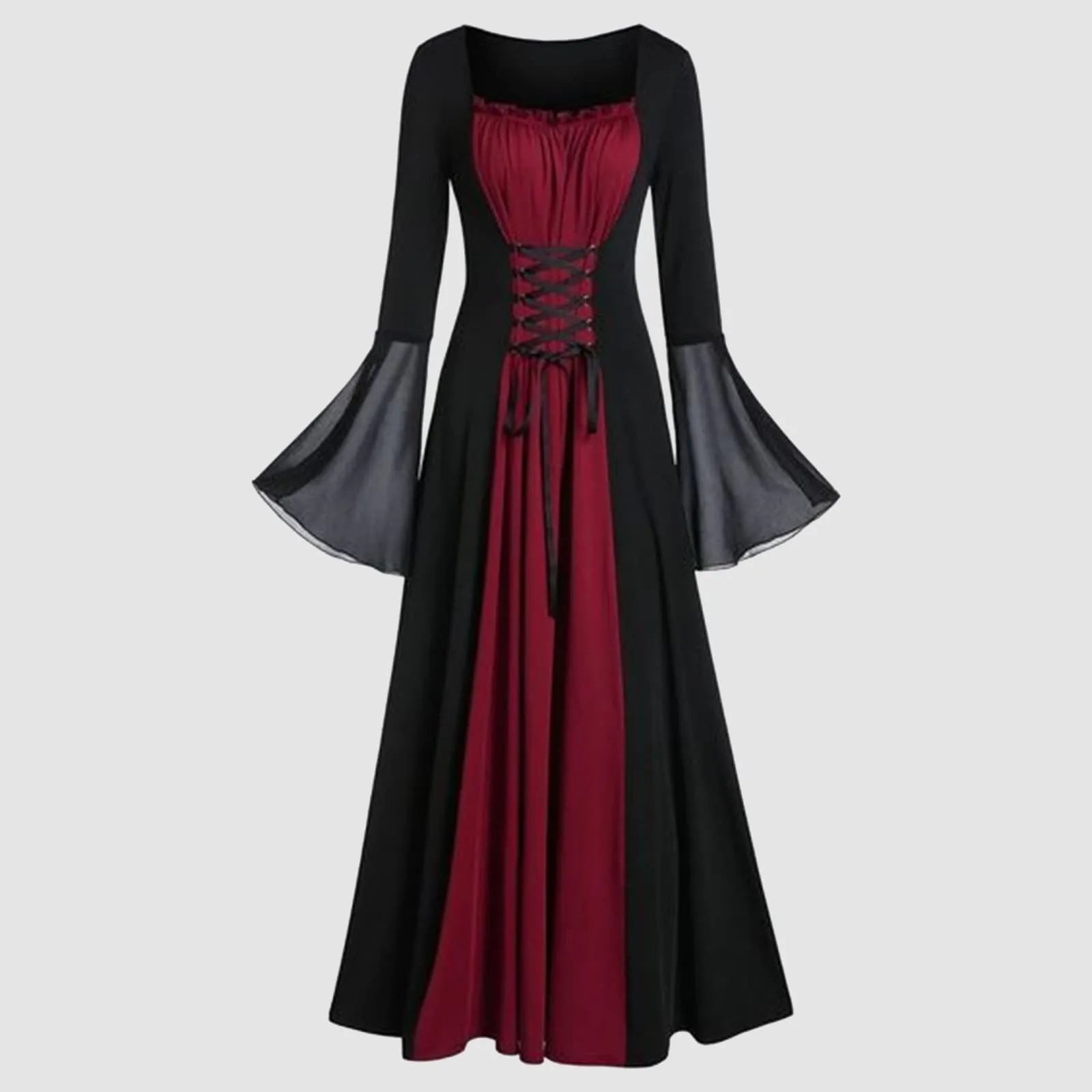 Plus Size Gothic Medieval Hooded Maxi Dress | Halloween Cosplay Gothic Costume Dress Oasis Select Wine L