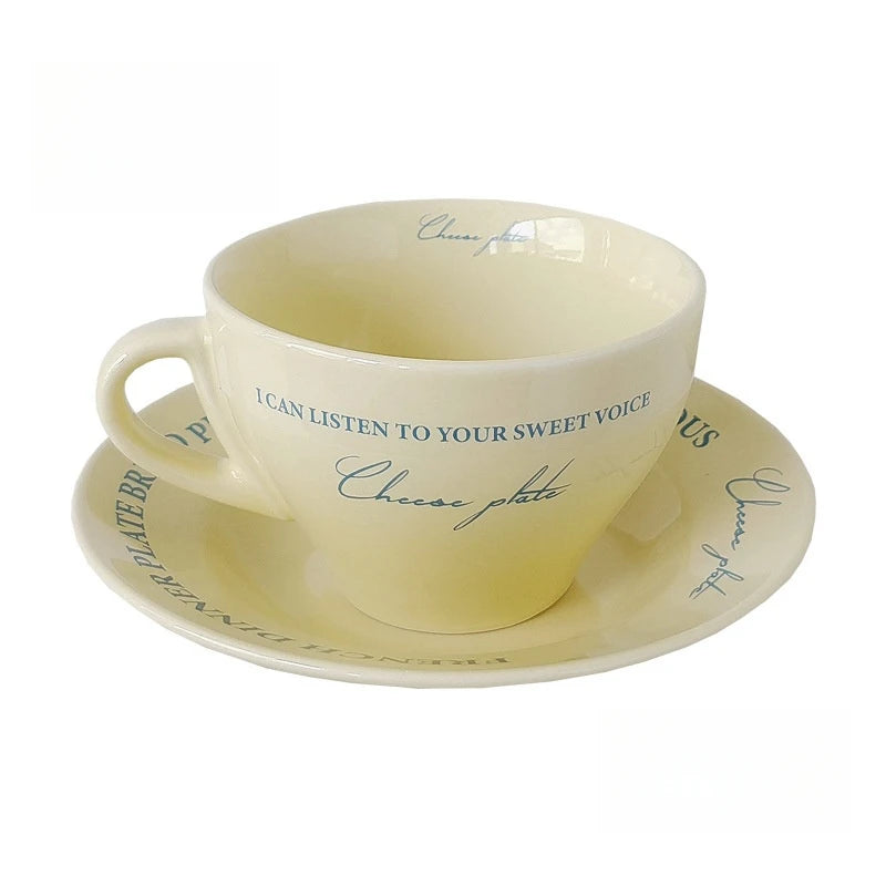 Coffee Mugs Ceramic Milk Tableware Tea Tools Cute Ins Korean Style Oatmeal Breakfast Drink Juice Tea Cup and Saucer Sets Oasis Select Blue