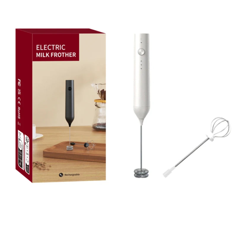 Electric Handheld Milk Frother – 3-Speed Rechargeable Foam Maker
