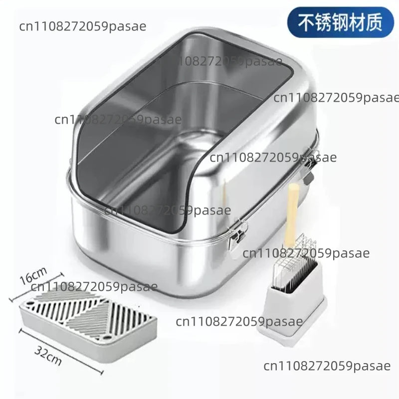 Extra Large Stainless Steel Cat Litter Box – High-Sided