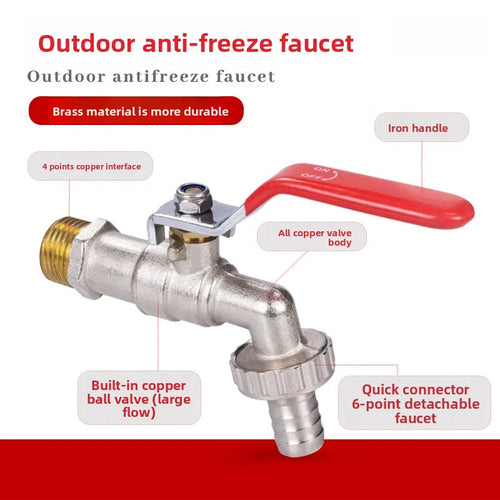 1/2inch Garden Irrigation Brass Faucet IBC Tank Water Tap Single Outlet Valve Replacement Antifreeze Outdoor Balcony Accessories Oasis Select