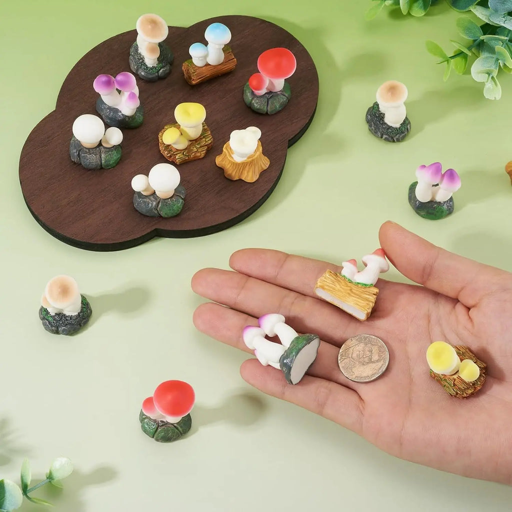6/12PCS Mini Mushroom Figurines Resin Hand Painted Colorful Fairy Garden Terrarium Succulent DIY Micro Landscape Decor Gift Oasis Select