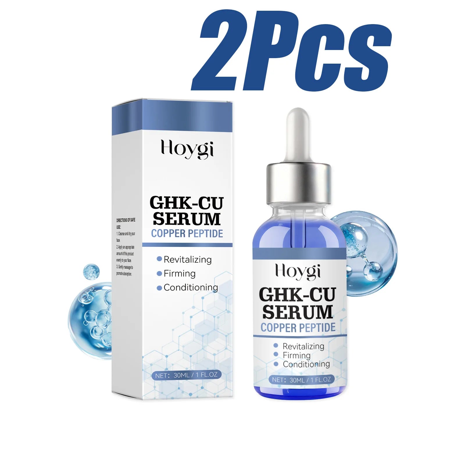Copper Peptide Serum Anti Aging Face Serum Firming Lifting Fade Fine Lines Pore Shrinking Moisturizer Hyaluronic Acid Skin Care Oasis Select 2 x 30ml Boxed