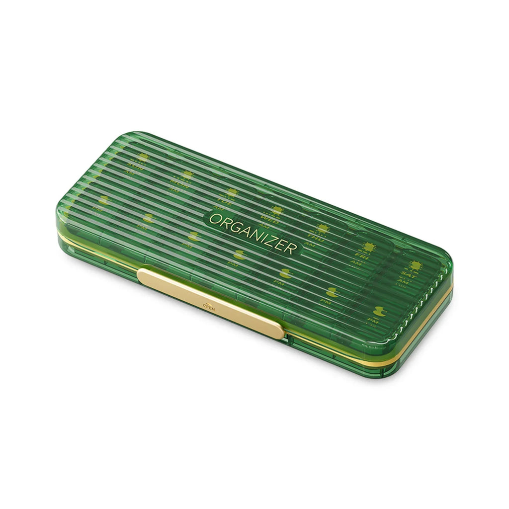 Portable Medicine Box 14 Cubes 21 Cubes Medicine Storage Dustproof Box Seven Days A Week Oasis Select green