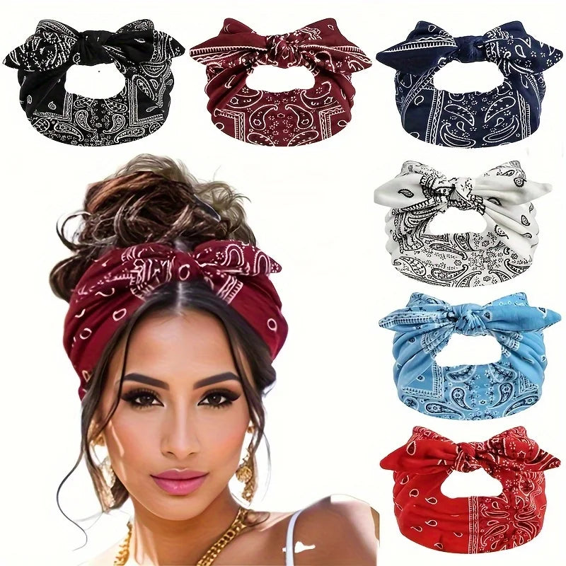 6 pieces of Bohemian-style women's bow-shaped hair ties, suitable for all seasons, outdoor activities and daily wear Oasis Select Default Title
