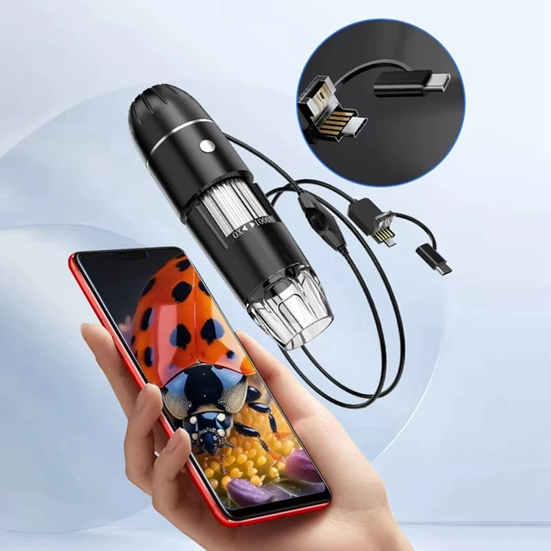 WISH Digital Microscope Handheld USB HD Inspection Camera 50X-1600X With Stand 8 LED Portable Microscopes For PC Smartphone Oasis Select