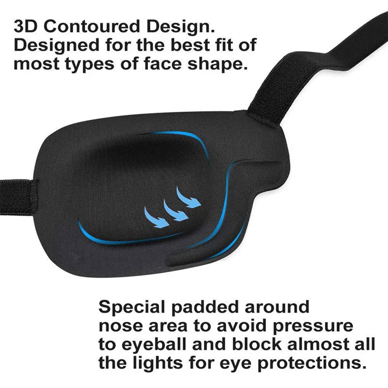 Left And Right Black Single Eye Patch Adjustable 3D Foam Groove Eyeshades For Lazy Eyes Medical Use Concave Eye Patch Oasis Select